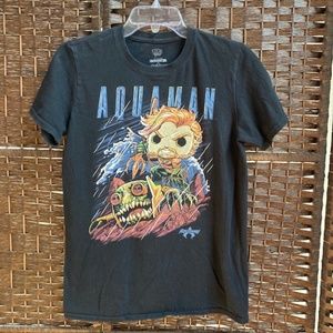 POP TEES aqua man black men’s t-shirt